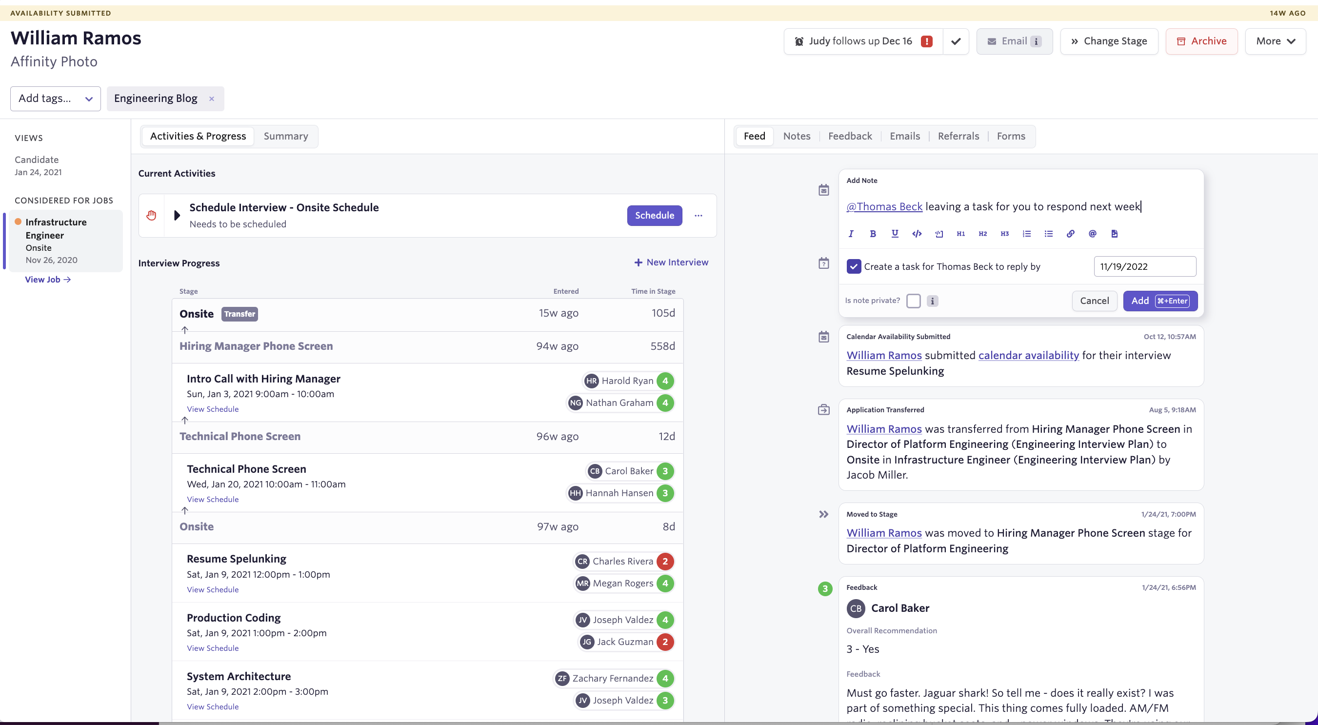 Candidate profile screenshot